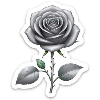 gray metal chrome rose, without green leaves, just flower sticker