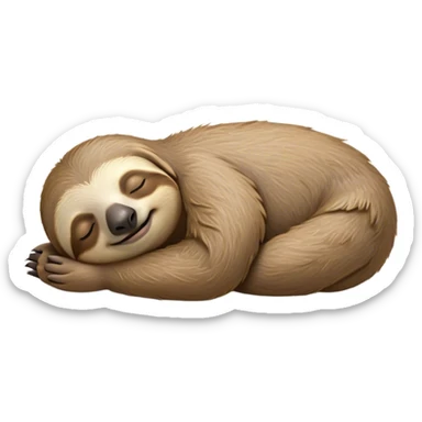 Meme-Worthy cute Sleeping Sloth Portrait Emoji, Head resting peacefully with a contented smile, showcasing a luxuriously soft, fuzzy form and eyes gently closed in serene slumber, Simplified yet comically adorable features, highly detailed, glowing with a soft, drowsy glow, high shine, relaxed and utterly lovable, stylized with an air of playful laziness, bright and heartwarming, soft glowing outline, capturing the essence of a sleeping sloth that feels destined to become the next viral icon of adorable rest! sticker