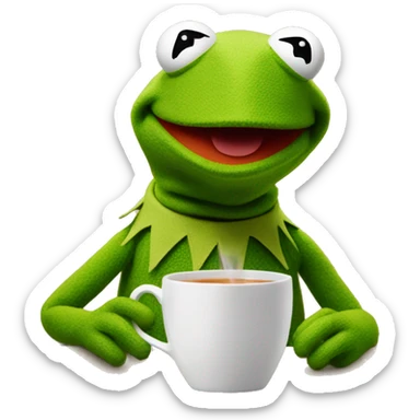 Kermit the Frog sipping tea sticker