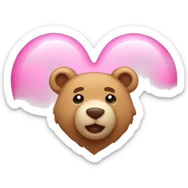 pink bright heart with a teddy bear sticker
