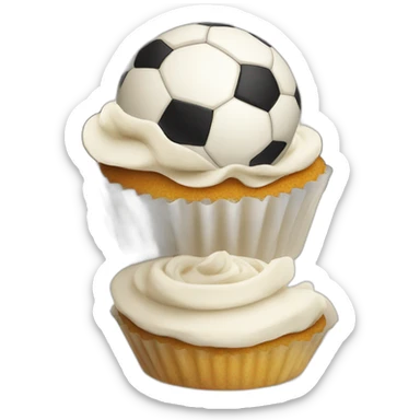Happy cupcake with a soccer ball as icing  sticker