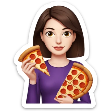Anne Hathaway with pizza sticker