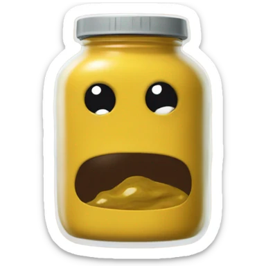 A jar of mustard with dead eyes  sticker