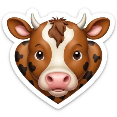 Brown cow print heart sticker