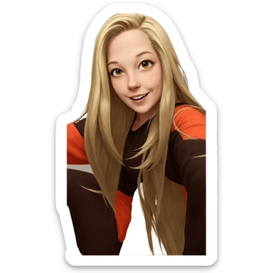 smiling blonde with long hair sticker
