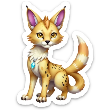 Cute Kawaii Cool Edgy Epic Ethereal Sparkly Colorful Sergal-Serval-Caracal-Vernid full body sticker