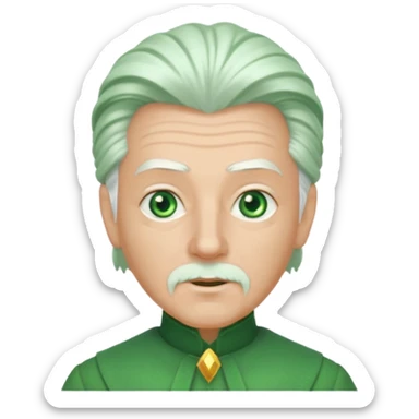 The Wizard from the Wizard of Oz with white hair, green eyes, green outfit sticker