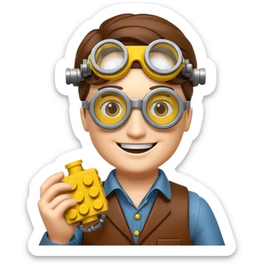 Steampunk Inventor yellow lego toy sticker