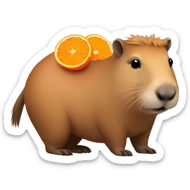 capybara with tangerine sticker