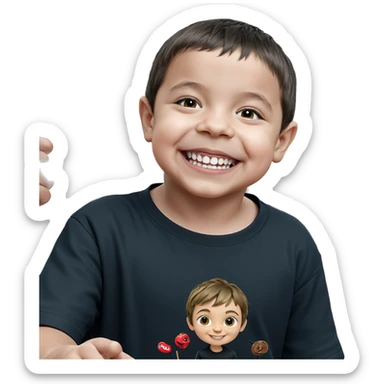 smiling boy in black shirt sticker