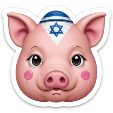 israeli pig with israel flags everywhere crying sticker