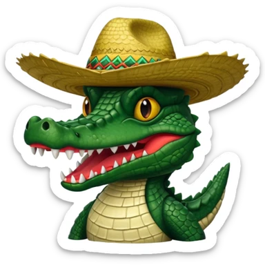 caiman con sombrero que no se ea infantil sino imponente sticker