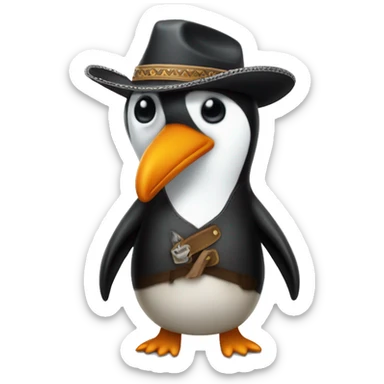 Pingüino con sombrero de vaquero  sticker