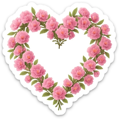 pink heart wreath, remove background sticker