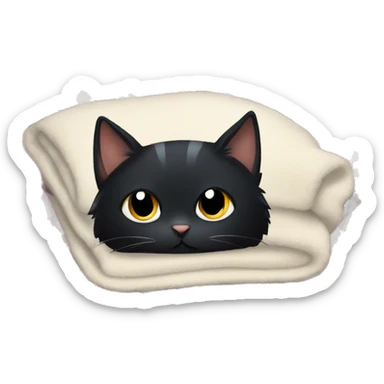 Cute black cat with big lashes laying on a blanket sticker