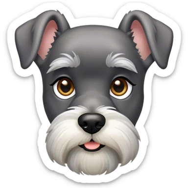 Cinematic Noble Miniature Schnauzer Portrait Emoji, Standing with a proud and stately demeanor, showcasing a sharply defined, salt-and-pepper fur with distinguished eyebrows and a confident, alert expression, simplified yet exquisitely detailed, glowing with a refined, dignified radiance, high shine, exuding intelligence and classic noble charm, soft glowing outline, capturing the essence of a noble Miniature Schnauzer that commands attention with effortless style! sticker