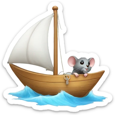 little cute mouse on a sailboat  sticker