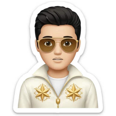 A boy with an Elvis Presley mask with sunglasses dressed as Elvis Presley sticker