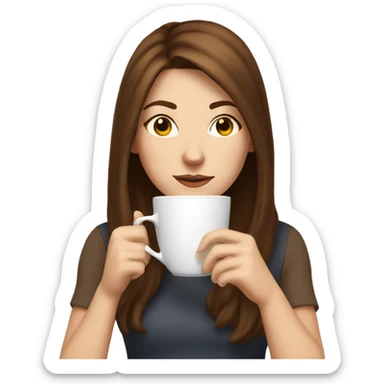 white girl with brown hair sipping hot tea sticker