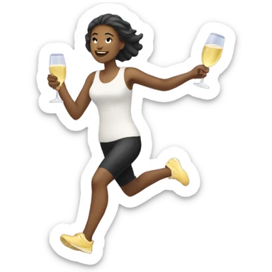 Women running with Prosecco in her hand sticker