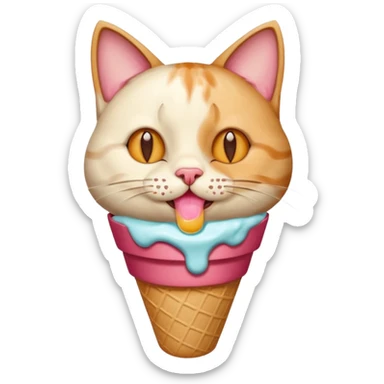 A cat enjoying an ice cream, eyes closed in delight, portrait, bust up sticker