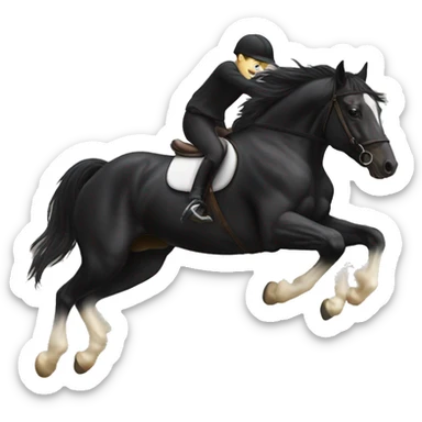 HAPPY BLACK HORSE JUMPING WITH HORSE RI sticker