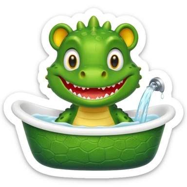 Cute crocodile is showing in the bath tub like game Where's my water sticker