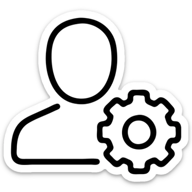 admin icon, outlined, simple, monochrome sticker