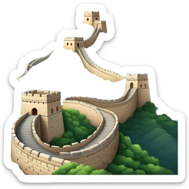 Great Wall of China, winding along mountain ridge, iconic stone structure, emoji style sticker