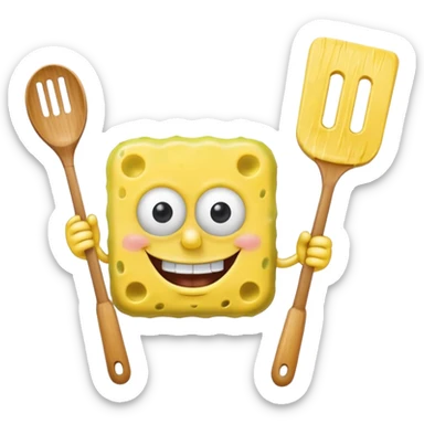 spongebob holding a spatula sticker