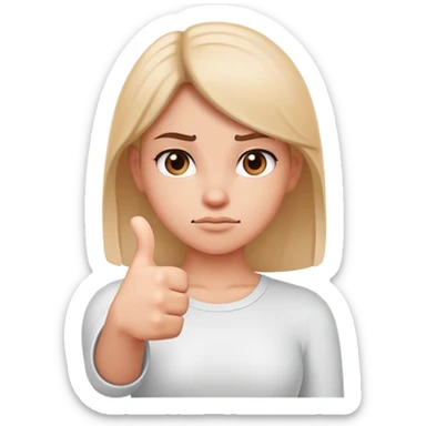 Cartoon girl showing ambivalence with one hand thumbs up and one hand thumbs down, indecisive face sticker