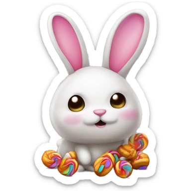 bunny pooping candy sticker