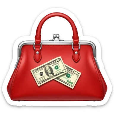 elegant raed purse with dollar bills sticking out sticker