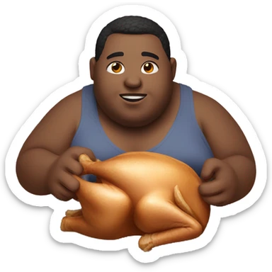Obese person eating turkey  sticker