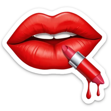 red kiss print sticker