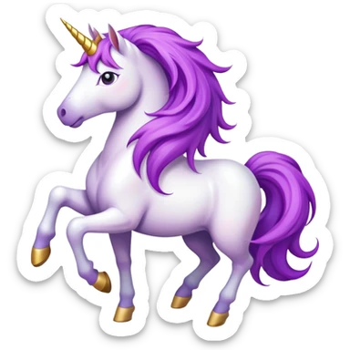 magical unicorn with purple hair sticker