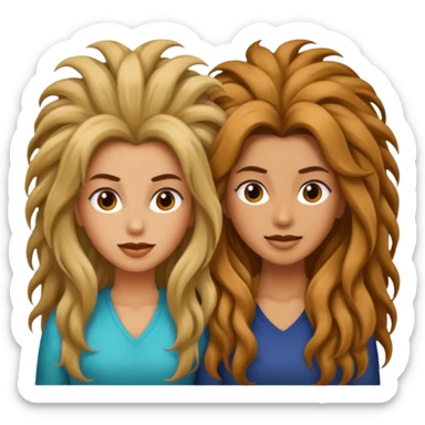 2 women with long crazy hair sticker