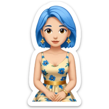 venice gondolier woman fat earring wearing blue hair sticker