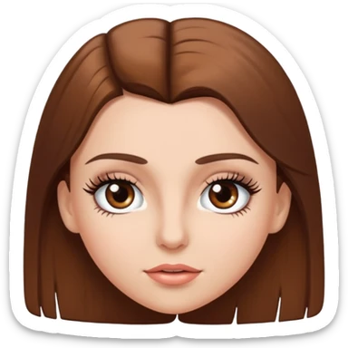 Chíca blanca pelo liso castaño con pestañas  sticker