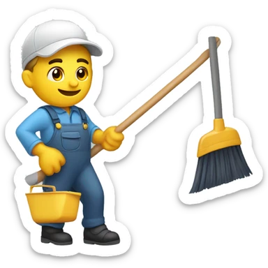 electrcian sweeping with a broom sticker