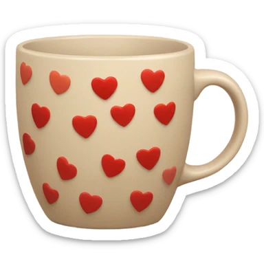 beige mug with red hearts around it sticker