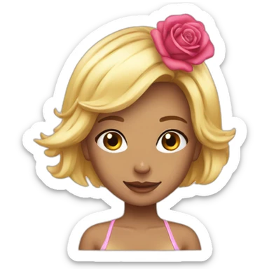 Girl blonde bikini rose sticker