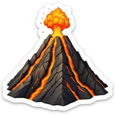 A volcano peak glowing with orange lava cracks. sticker