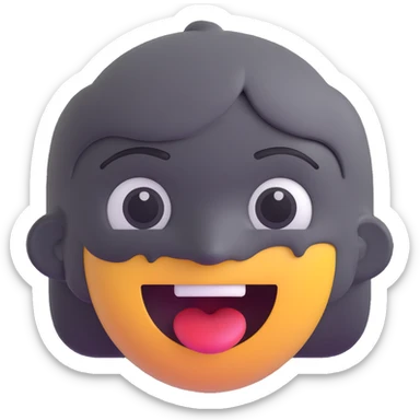 face with open mouth, darkened grey outline above the eye, no red freckles below the eyes, keep all other colors the same, 3D emoji style sticker