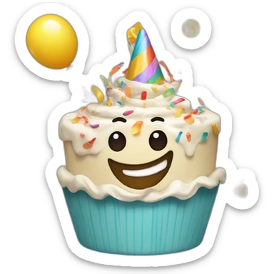 partying face, party popper, birthday cake sticker