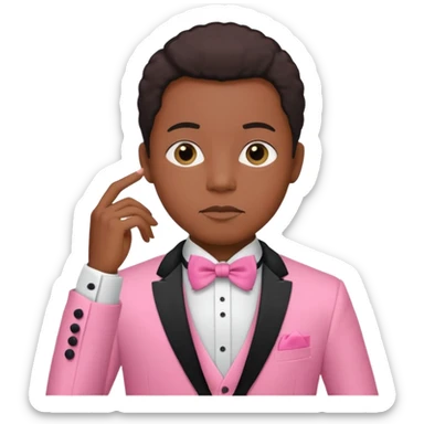 ambitious thinking about moneyemoji, black person, pink tuxedo sticker