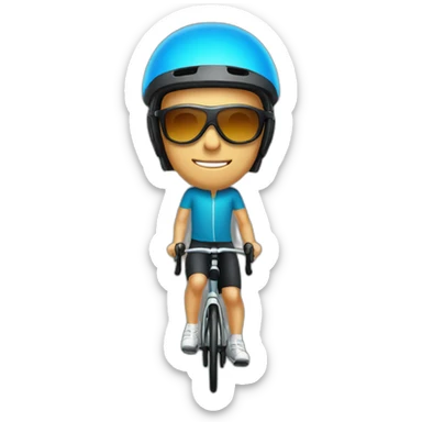 Men with cycling helmet with sunglasses sticker