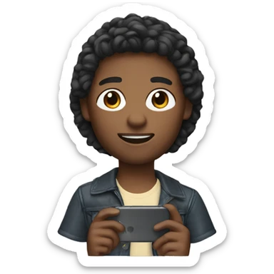 create memoji with a boy that have phone case in the hand  sticker