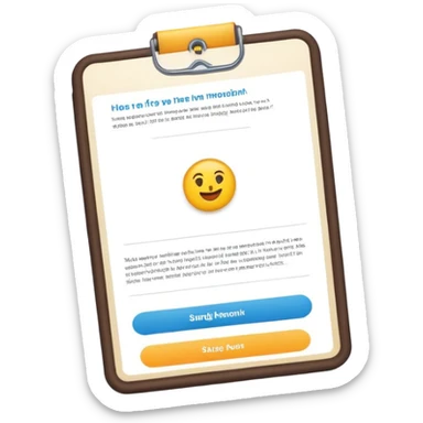 single flyer page with a bold header, small image box, and text lines. sticker