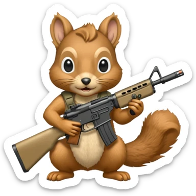 Squirrel holding m4 rifle sticker